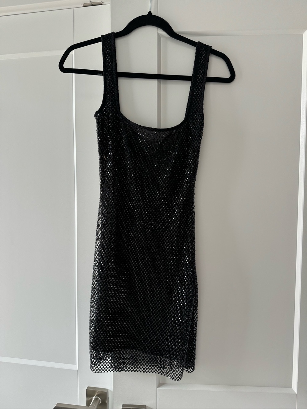 Baby Boo Black Mesh Overlay Sleeveless Mini Dress *